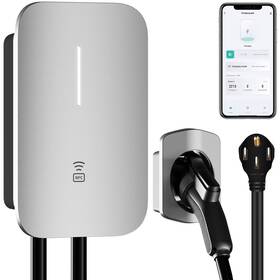 Evayafox Q12-02 Smart Level 2 Ev Charger- 40a 240v Wifi Rfid Outdoor Indoor 25ft Cable Nema 14-50