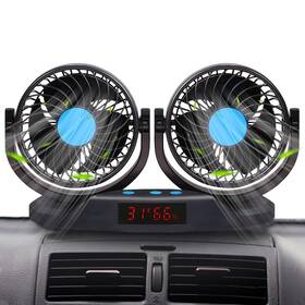 Excoup Hx-t103e 12v Car Fan 5ftft Portable Auto Cooling Adjustable Dual Head 360 Rotatab