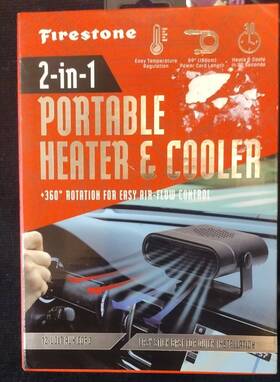 Firestone Waoo44-bkc Portable 2 In 1 Dashboard Cooling And Heating Fan 12v New Box By