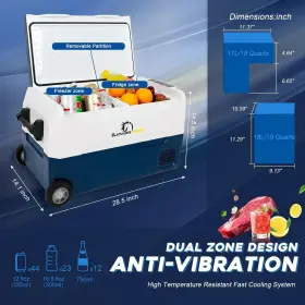 Hb8330 Fondparts 12v 37 Quart 35l Portable Car Refrigerator Freezer Compressor Cooler Dual Zone