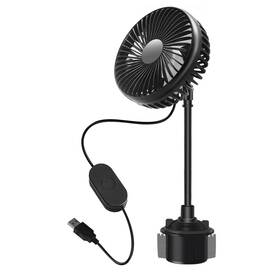 Fresh Fab Finds Fff-gpct3938 Car Cup Holder Fan 3 Speeds Gooseneck Adjustable Black