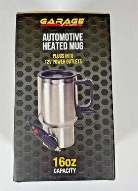 Garagenifty 810025442309 12v Heated Travel Mug 16oz Stainless Steel Car Cup New