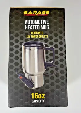 Garagenifty 810025442309 12v Heated Travel Mug 16oz Stainless Steel Car Cup New