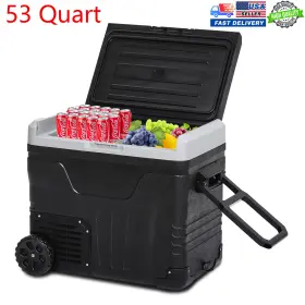 Garvee 629830315827 53 Quart Portable Freezer Refrigerator Cooler Dual Zone 12/24v Dc With 2 Wheels Us