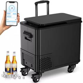 Gilati 445001027084 Blcak 40 Quart Portable Car Cooler With App Control Handle And Wheels For Camping