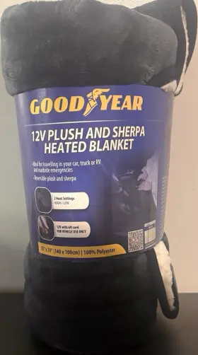 Gy3150 Goodyear 12v Plush And Sherpa Heated Blanket