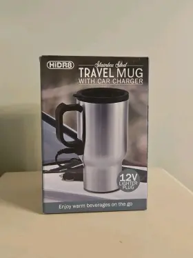 Sp-04587 Hidr8 Heated Travel Mug Insulated Stainless Steel Tumbler Cup 14 Oz With Car Charger New