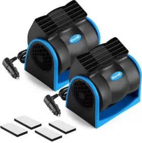 Hitopty 705353633058 2pc Electric Car Fan With Cigarette Lighter Plug For Auto Sedan Vehicle Pickup