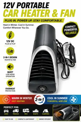 6a0115003 Hopkins 12v Portable Car Heater Defroster Vehicle Plug-in Oem New Display