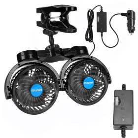 Hynoo 732016464735 12v Car Clip Fans Adjustable Dual Head Fan 360 Rotatable Cooling Air