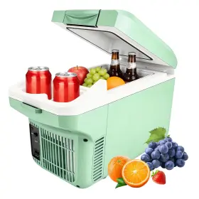 Gz-cbp-8l-green Iceblue Electric Cooler With Type-c 8 Liter /11 Cans Mini Fridge Belt 9v Type-