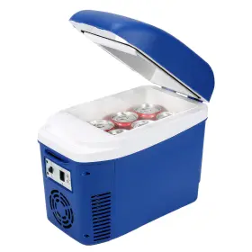 Gz-ls-7btf-blue Iceblue 7l/9can Blue Mini Fridge With Belt Ac Plug And 12v Car Charger Dual-use Small