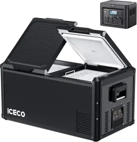 Vl90pros Iceco 95 Quart Dual Zone Portable Fridge Freezer With Battery Travel And Home Use