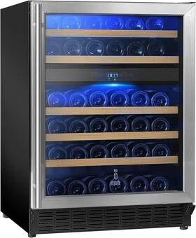 Icejungle Amaus-ig-sc-145wdxs1 Wine And Beverage Refrigerator-46 Bottle Cooler- Dual Zone Silver
