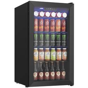 Icyglee Br-110h-ig-02x Beverage Refrigerator Cooler 126 Can Mini Fridge With Glass Black