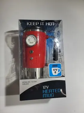 Jlr Gear Stg-4121-cu 12v Heated Mug Analog Temp Gauge Tea Coffee Cup Steampunk Red 16oz New