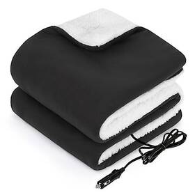 Kata Sl-hcar110fl-gr-up 12-volt Heated Car Blanket Portable Electric Classic Model Charcoal
