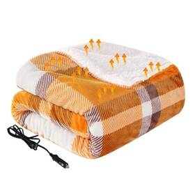 Kata Wh-hcsf110-orplaid Heated Car Blanket 12-volt Electric For Ordinary Model Orange Plaid