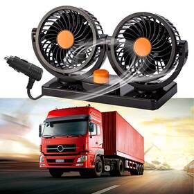 Kinowji 788953816328 Dual Head Electric Car Fan 24v 360 Degree Rotatable Portable For Sedan Suv/rv/bo