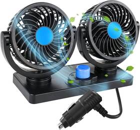 Kinowji 788953816359 Car Cooling Air Fan Electric Dual Head Circulator 360 Degree Rota