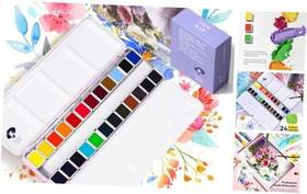 Lightwish B3000219-au Watercolor Paint Set Artist Grade 24 Vivid Floral Colors With Portable Metal