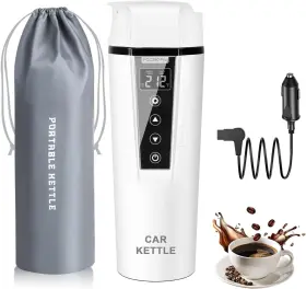 Lingyoky 744110034448 Car Electric Kettle 12v/24v Portable Water Boiler Heated Travel Mug Multiple Tem