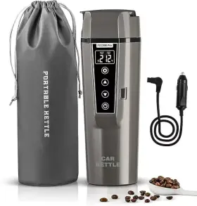 Fcc390pro Lingyoky Portable Electric Car Kettle 12v/24v Water Boiler Heated Coffee Tea Travel Mug