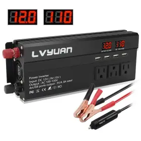 1000w4usb-us Lvyuan 1000w Car Power Inverter 12v To 110v 120v Dc Ac 1000w-new Black