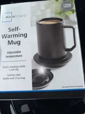 Ms8445056214-03 Mainstays Self-warming Mug Adjustable Temperature Stainless Steel 12oz Black-new