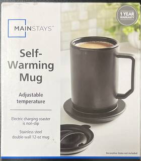 Mainstays Ms9299 Self-warming Mug Black 12 Oz Adjustable Temp Electric Coaster
