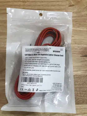 Mp69000 Motopower 12ft Male To 12v Cigarette Lighter Charge Cord - New