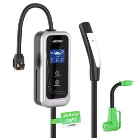 Mustop Ev40a Tesla01 Portable Level 1/2 Ev Charger For Tesla 40a Nacs With 110v-240v 20ft