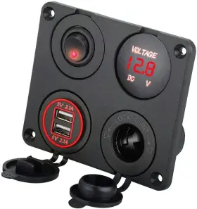Ls-cr05 Nobrand 12v 4-in-1 Car Usb A/cig Lighter/led Voltmeter/toggle Switch