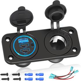 Nobrand Qd1718 12v Dual Usb C Pd&qc3.0 300w Car Charger With Switch