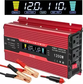 Nomal Kme-1200w Car Power Inverter 1200w Dc 12v To 110v Ac Converter With Lcd Display Red