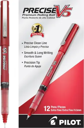 35336 Pen Corporation Of America Rollerball Refills Retractable Extra Fine Point 0.5mm Red Pack 12 Precise V5