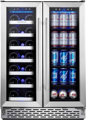Phiestina Ph-150bcw3l Wine And 24 Inch - Metal Rack French Door Stainless Steel