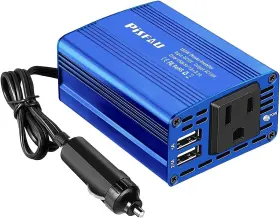 Pisfau 767720473803 150w Car Power Inverter Dc 12v To 110v Ac Converter With 3.1a Dual Usb Blue
