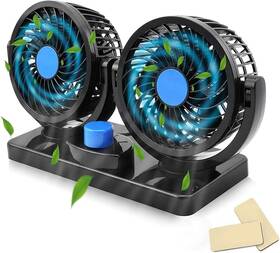 Plachiday 710946632936 Car Fan 12v 360 Degree Rotatable Electric 2 Speed Dual Head Fans-lo