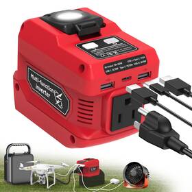 Plantpalgear 8712111049534 220w Power Inverter Compatible With Milwaukee 18v Battery Dc 1-pack Red