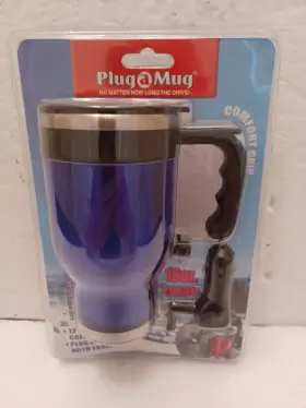 814564 Plug A Mug Coffee Stainless Steel 16oz Heated Warmer 12v Car New Sealed