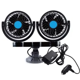 Pme 750076639696 12v Cigarette Charger Powered Car Fan Dual Head With Suction Cup Windshield D
