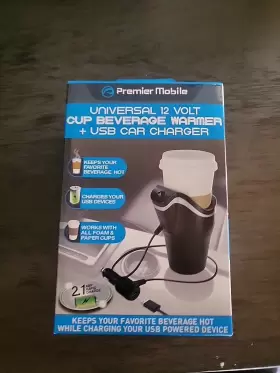 03906 Premier Mobile 12v Hot Coffee Universal Cup Beverage Warmer Usb Car Charger Black