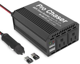 Pro Chaser 780854800796 400w Car Power Inverter 12v Dc To 110v Ac Truck Rv Black