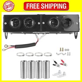 Qiilu 705353021633 Duokon Car Defroster Iron Heater Defogger Auto 4 Hole Heating Fan 12v