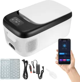 Qnk 696227180474 24qt 23l Portable Car Refrigerator 12 Volt Mini Fridge Compressor Freezer R