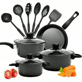 1005010770849320-united Resale Retail Online Sale 13 Piece Nonstick Kitchenware Set Induction Pots And Spoons Kit Black Frying