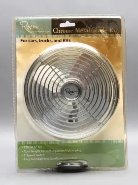 26211 Roam Chrome Metal Blade Fan Nos 12v Dc 6ft For Cars Trucks And Rvs 10ft Cord