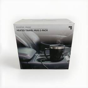 Sharper Image 1010309 Stainless Steel Heated Car Travel Mugs 2-pack With Usb Adapters