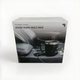 1010309 Sharper Image Stainless Steel Heated Car Travel Mugs 2-pack With Usb Adapters